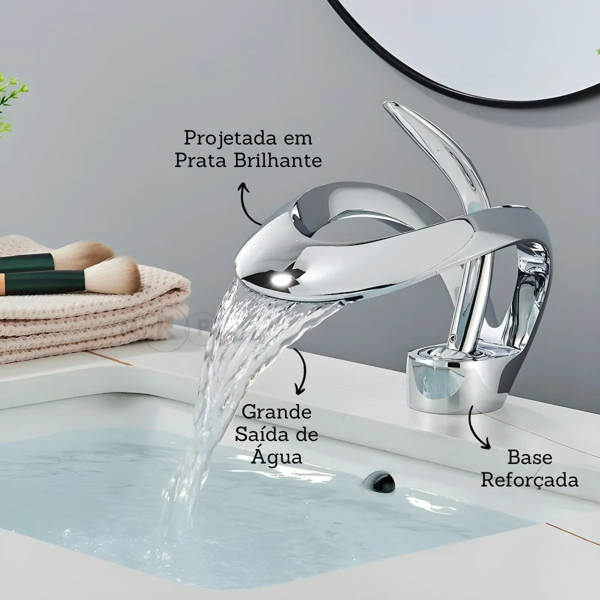Torneira Cascata para Banheiro Monocomando Bica Baixa Moebius