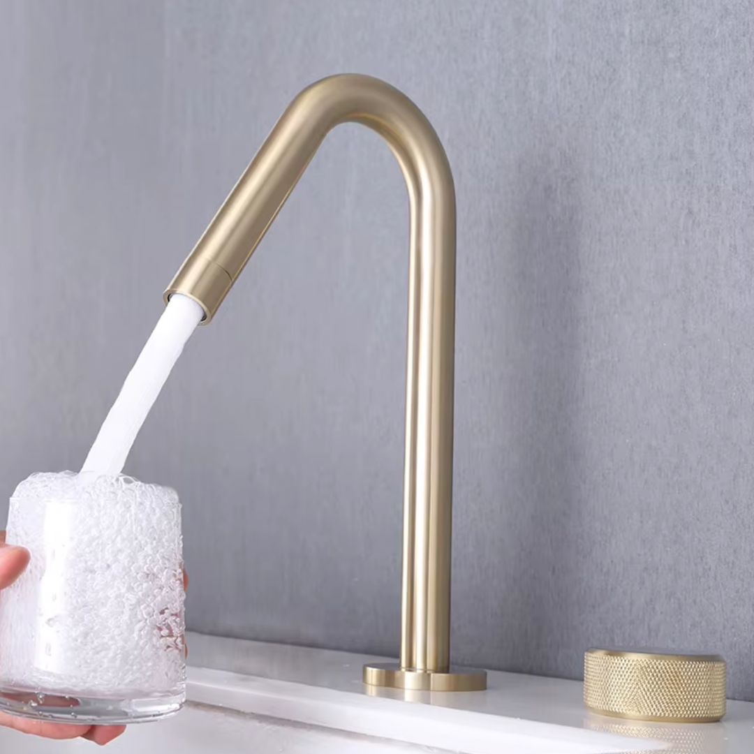 Torneira Monocomando Minimalista em Aço Inox com Bico Giratório 360°