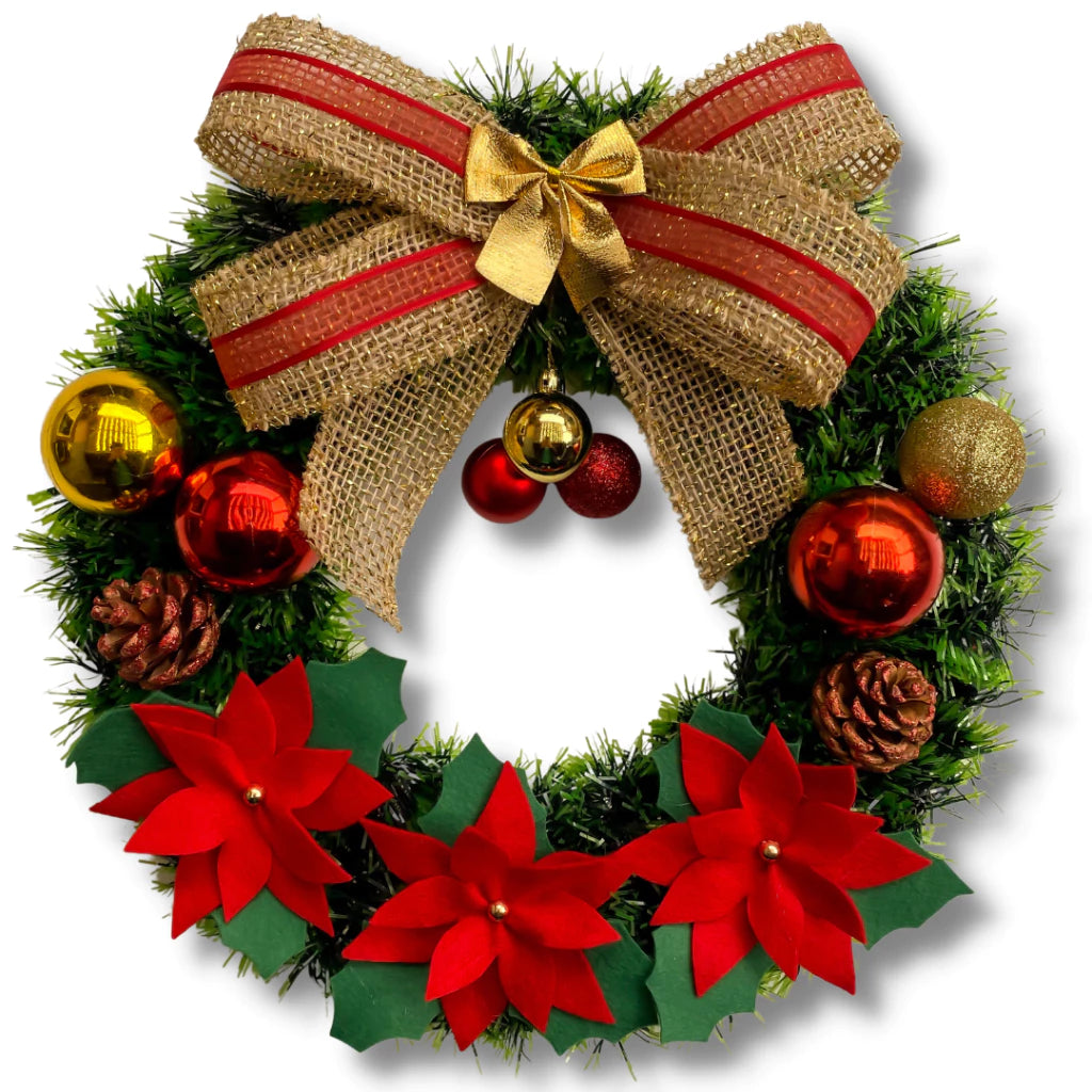 Guirlanda de Natal Artesanal com Laço e Folhagens Encanto e Tradição