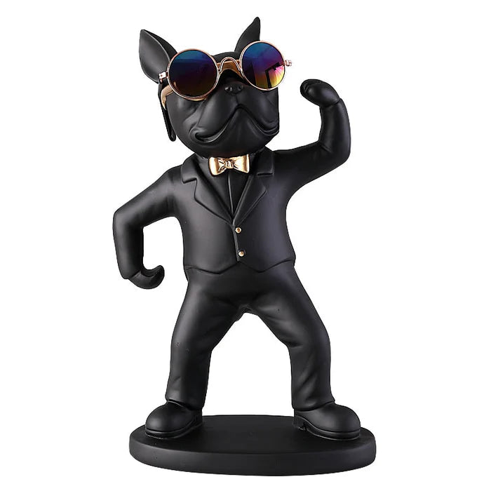 Escultura Decorativa BullDog Mordomo Suporte de Taças - Design Sofisticado e Material Resistente