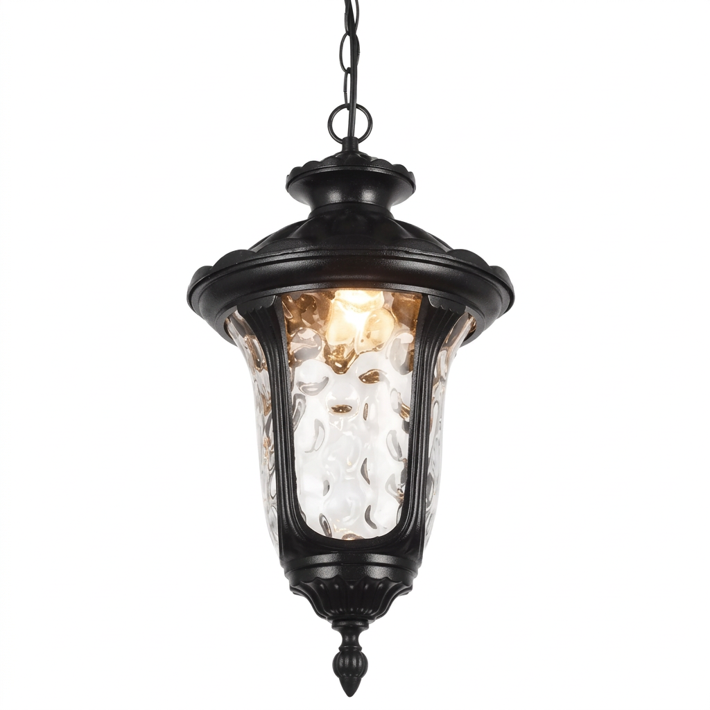 Luminária Pendente Colonial Vidro Martelado Évora
