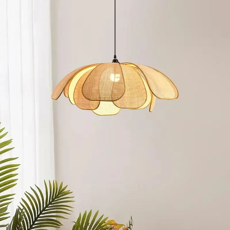 Luminária Pendente Minimalista Palha Natural Rattan