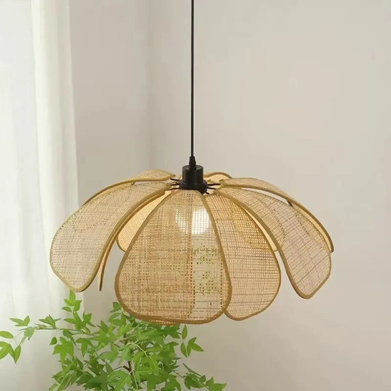 Luminária Pendente Minimalista Palha Natural Rattan