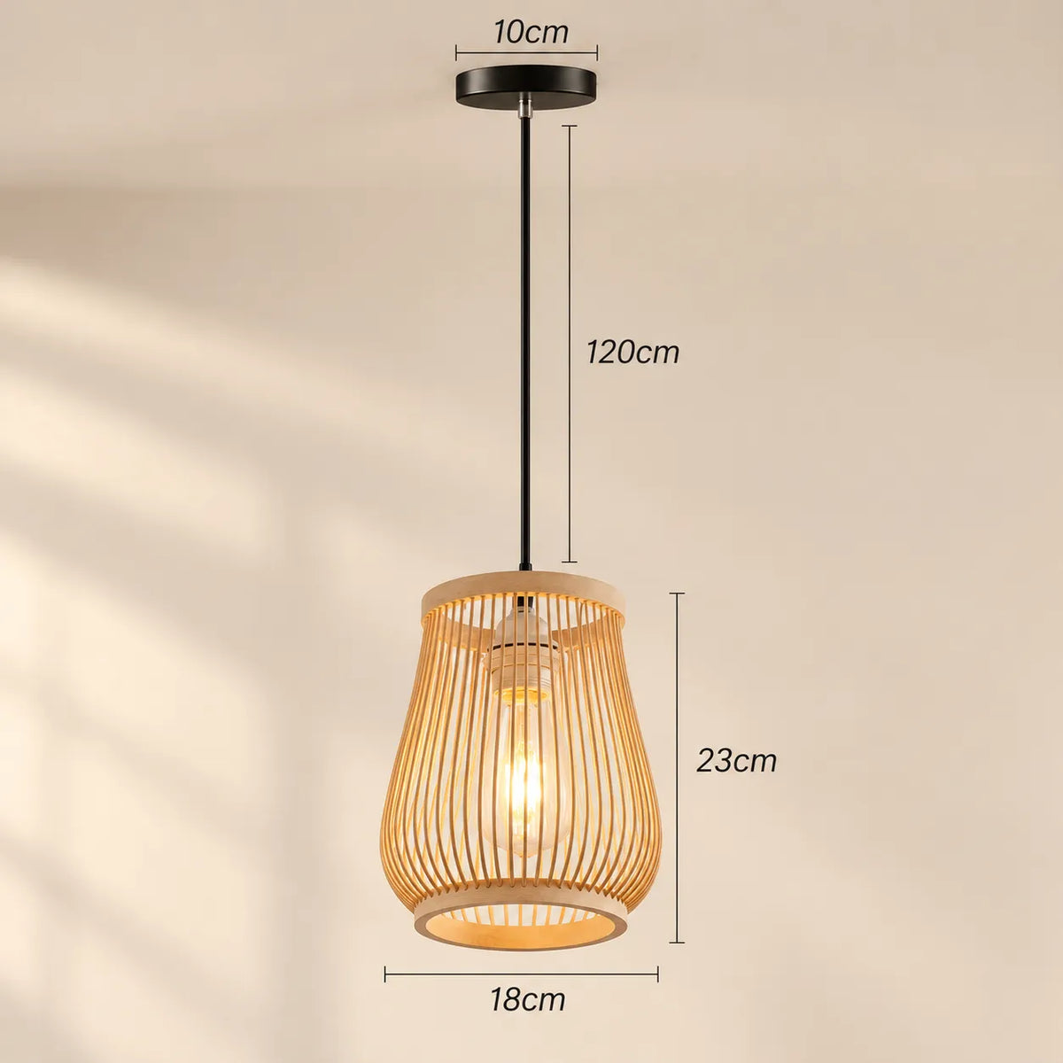 Luminária Pendente Bambu Natural Pequeno 18 ou 20 cm Anji