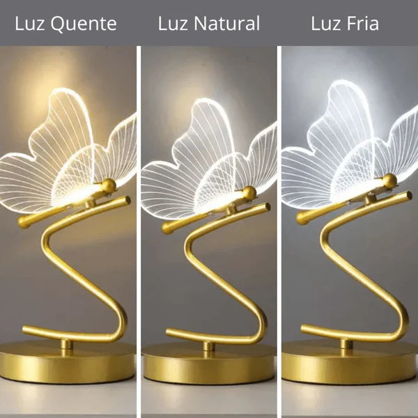 Luminária de Mesa LED Borboleta – Design Moderno