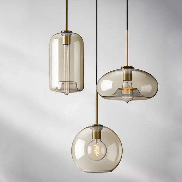 Pendente Loft Industrial em Vidro e Metal com Altura Ajustável e Design Moderno