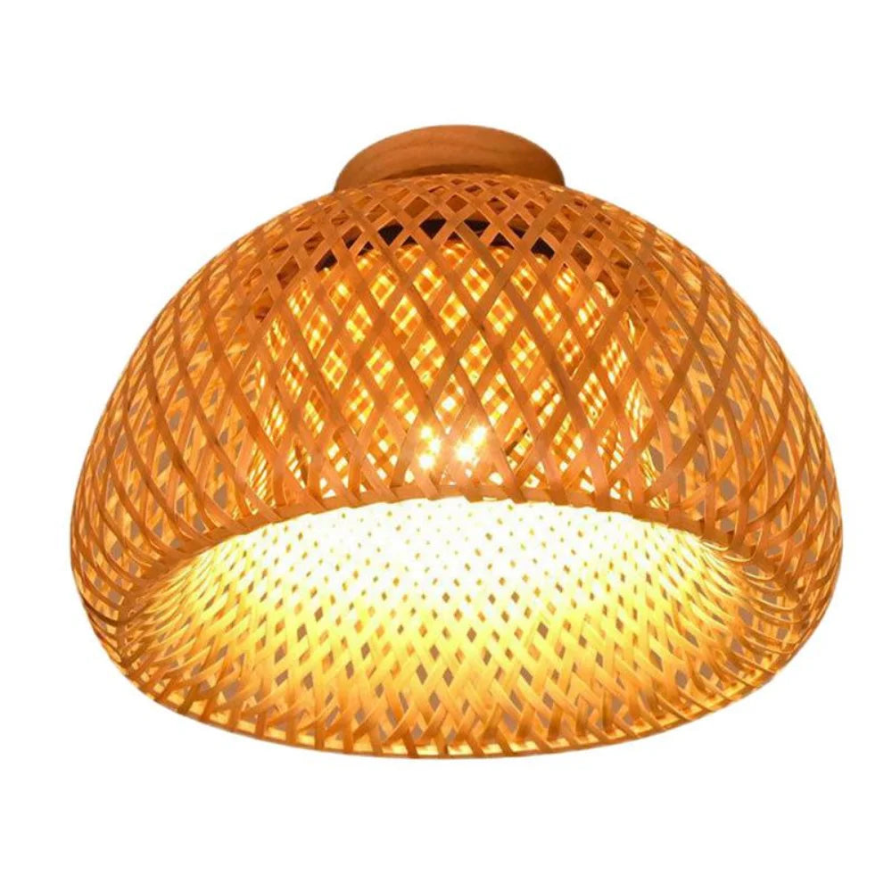 Plafon de Teto Bambu Artesanal Iluminação Sofisticada com Consciência Natural