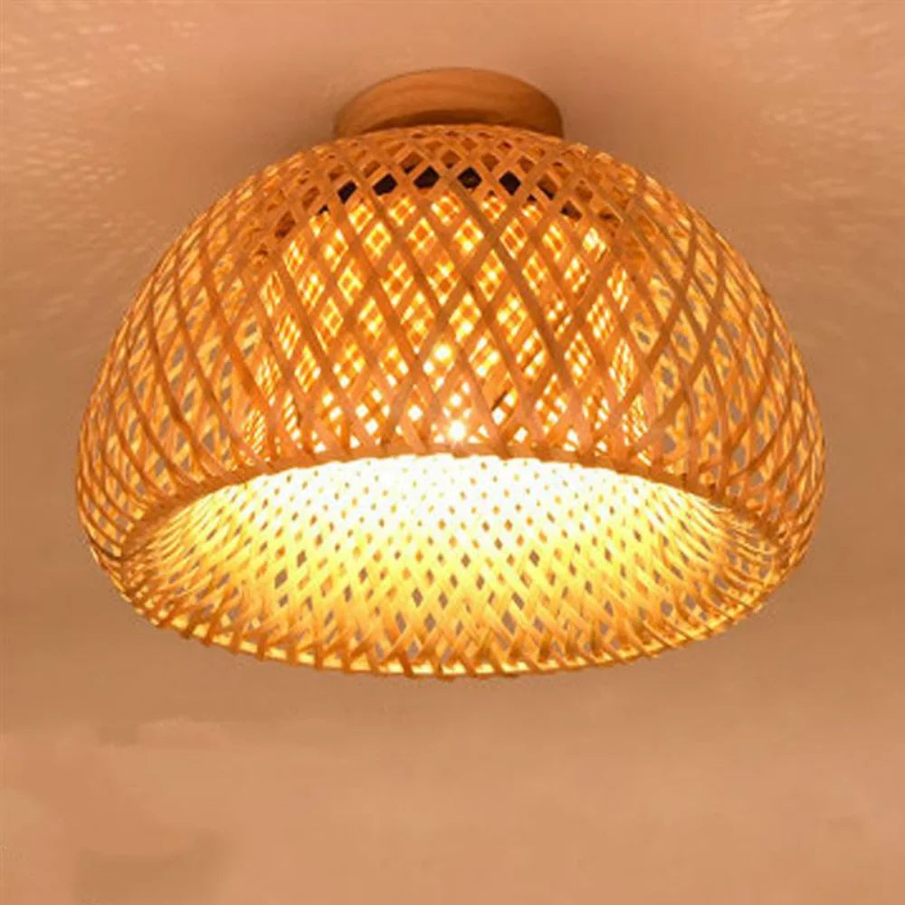 Plafon de Teto Bambu Artesanal Iluminação Sofisticada com Consciência Natural