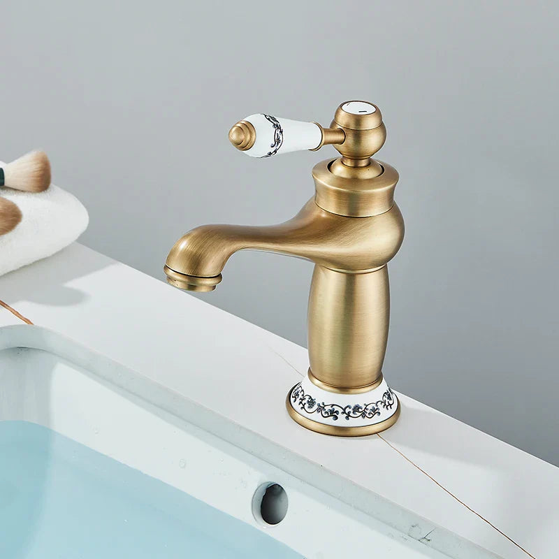 Torneira para Banheiro Bica Baixa Vintage Monocomando Porcelana Delft