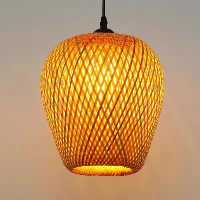 Luminária Pendente de Bambu Artesanal Estilo Japonês