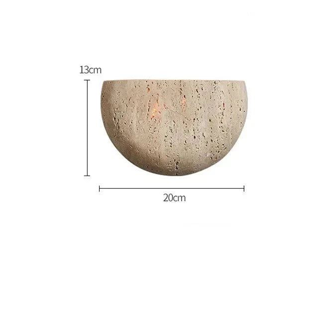 Arandela Detaila Meia Esfera Travertino