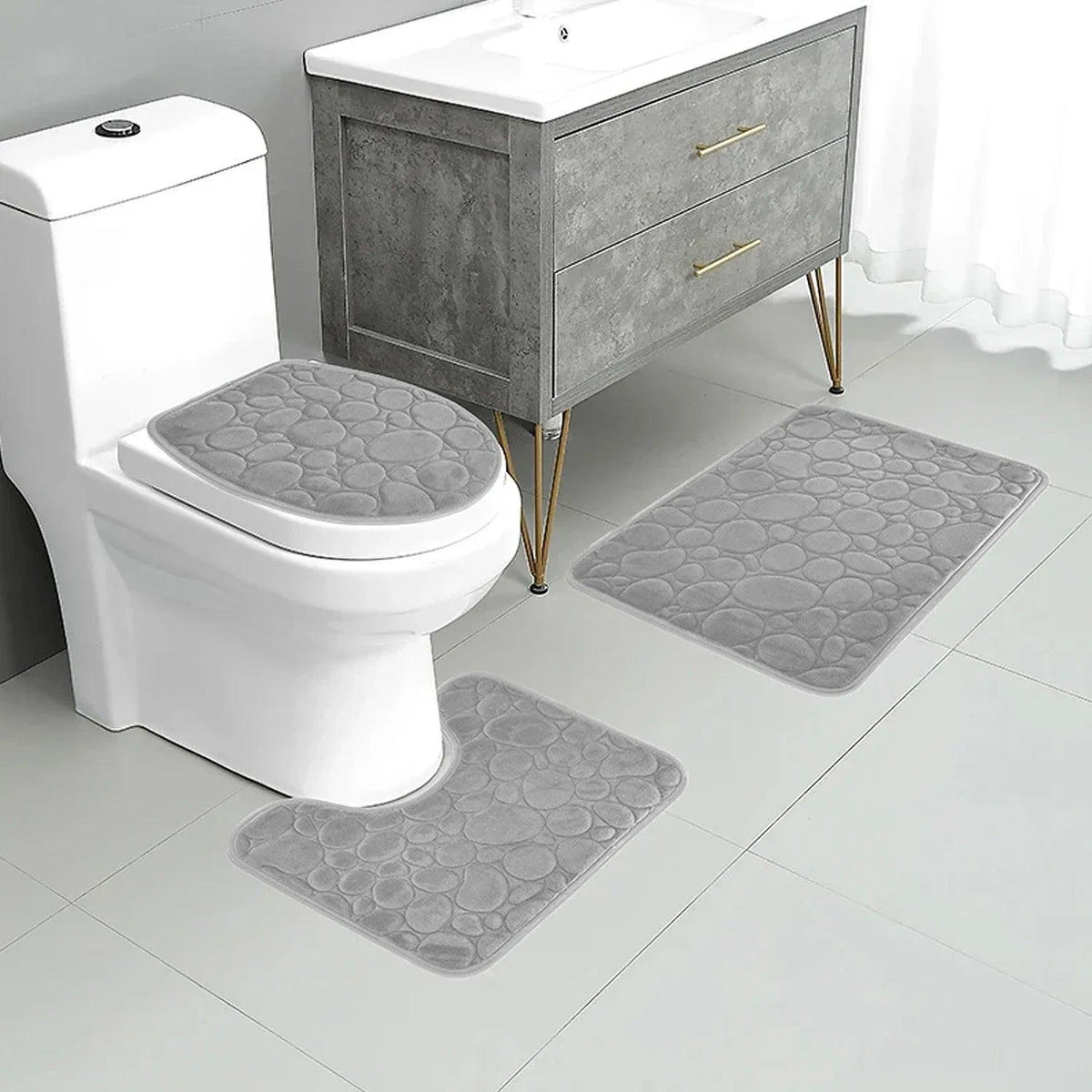 Kit 3 Tapetes Absorve Zelar – Máxima Absorção e Conforto para Seu Banheiro