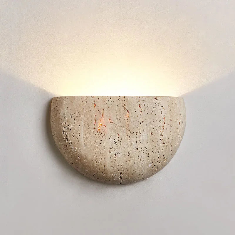 Arandela Detaila Meia Esfera Travertino