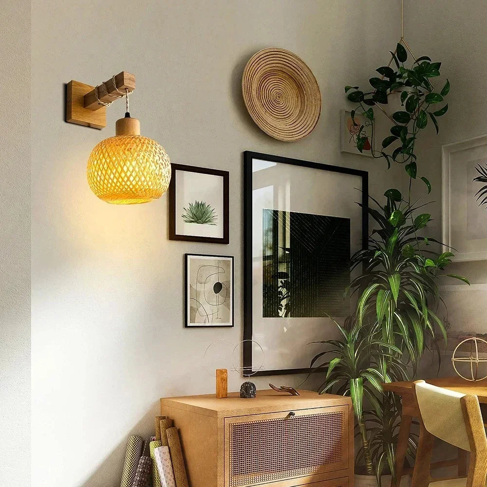 Arandela de Parede em Bambu Natural – Design Moderno e Sustentável