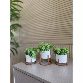 Kit 3 Vasos Mini com Suporte – Decoração Moderna e Compacta