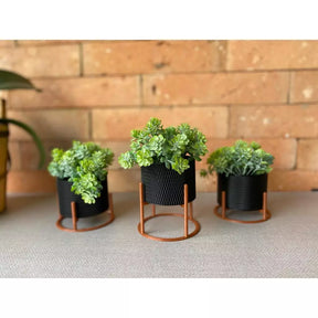 Kit 3 Vasos Mini com Suporte – Decoração Moderna e Compacta
