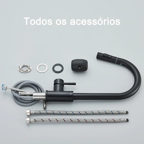 Torneira Gourmet de Cozinha Monocomando com Spray Extensor Flexível