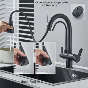 Torneira Gourmet Monocomando Dupla Função – Filtro Integrado + Jato Extensível