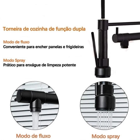 Torneira Gourmet Bico Duplo 360° – Versatilidade com Estilo e Robustez