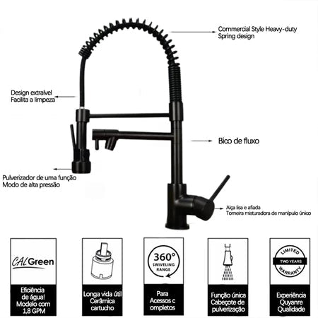 Torneira Gourmet Bico Duplo 360° – Versatilidade com Estilo e Robustez