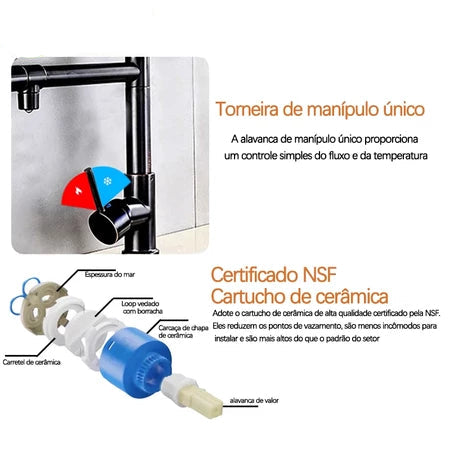 Torneira Gourmet Bico Duplo 360° – Versatilidade com Estilo e Robustez
