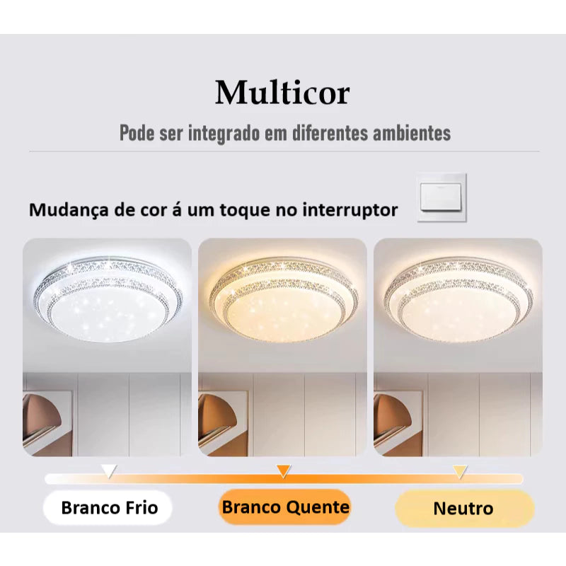 Plafon de Cristal 2 Andares Premium – Iluminação Luxuosa e Moderna