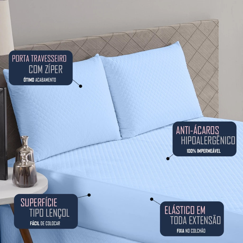 Capa Protetora de Colchão Impermeável – Conforto e Proteção (2 FRONHAS DE BRINDE)