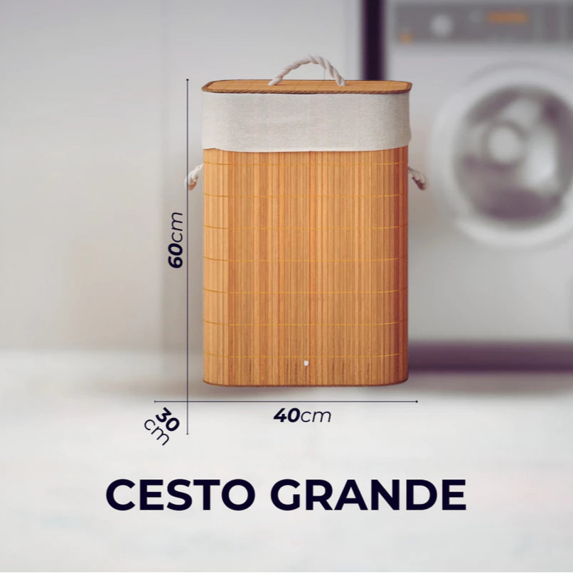 Cesto Grande de Bambu com Forro - Funcionalidade e Estilo