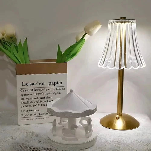 Abajur Portátil de Cristal com Sensor de Toque Sem Fio