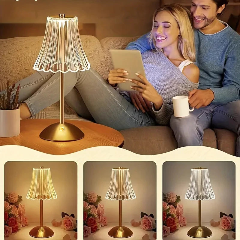 Abajur Portátil de Cristal com Sensor de Toque Sem Fio