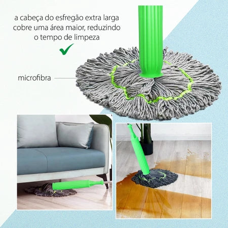 Esfregão de Limpeza CleanMax com Microfibra Poderosa - Torção Automática