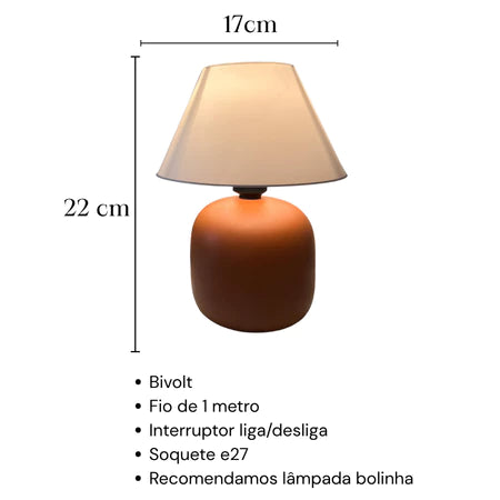 Abajur Decorativo com Base de Cerâmica - Iluminação Aconchegante com Toque de Sofisticação