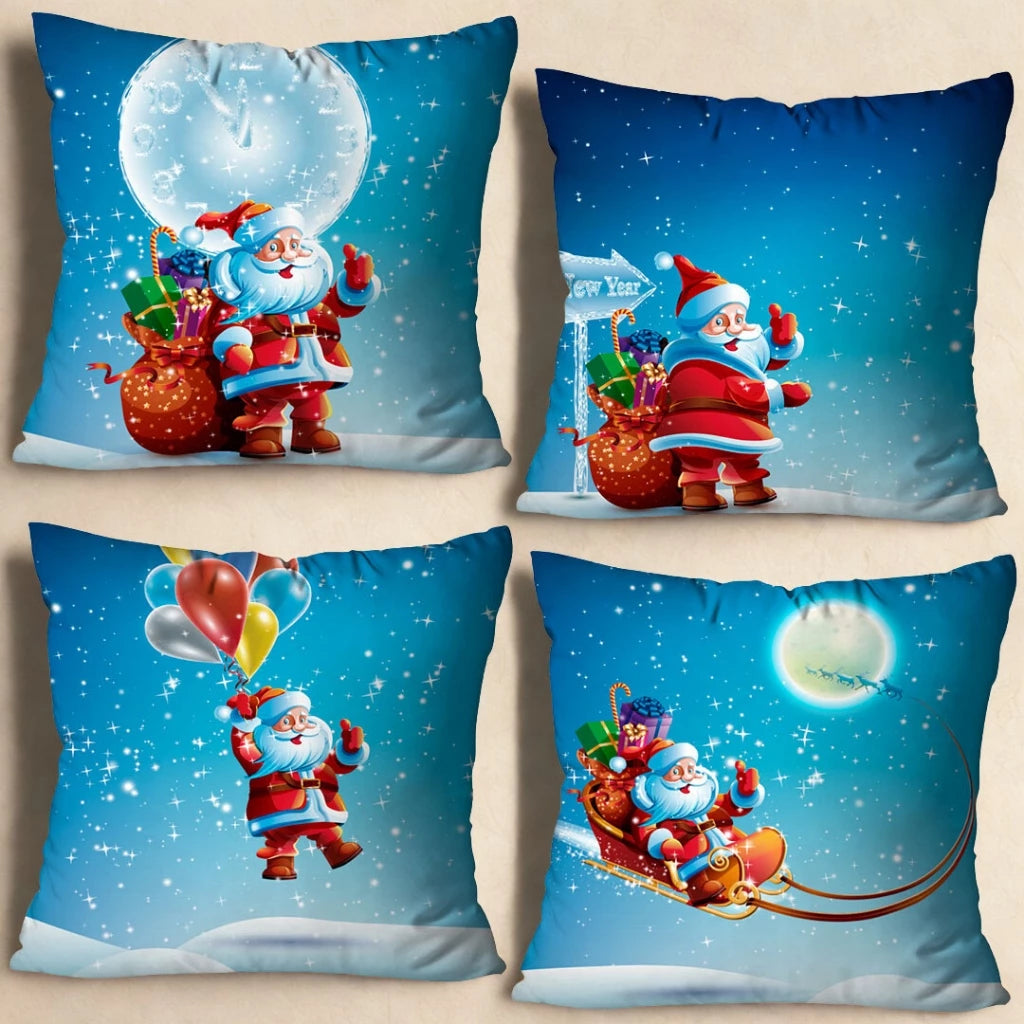 Kit 4 Capas para Almofadas Natalinas Transforme sua Casa com o Espírito do Natal