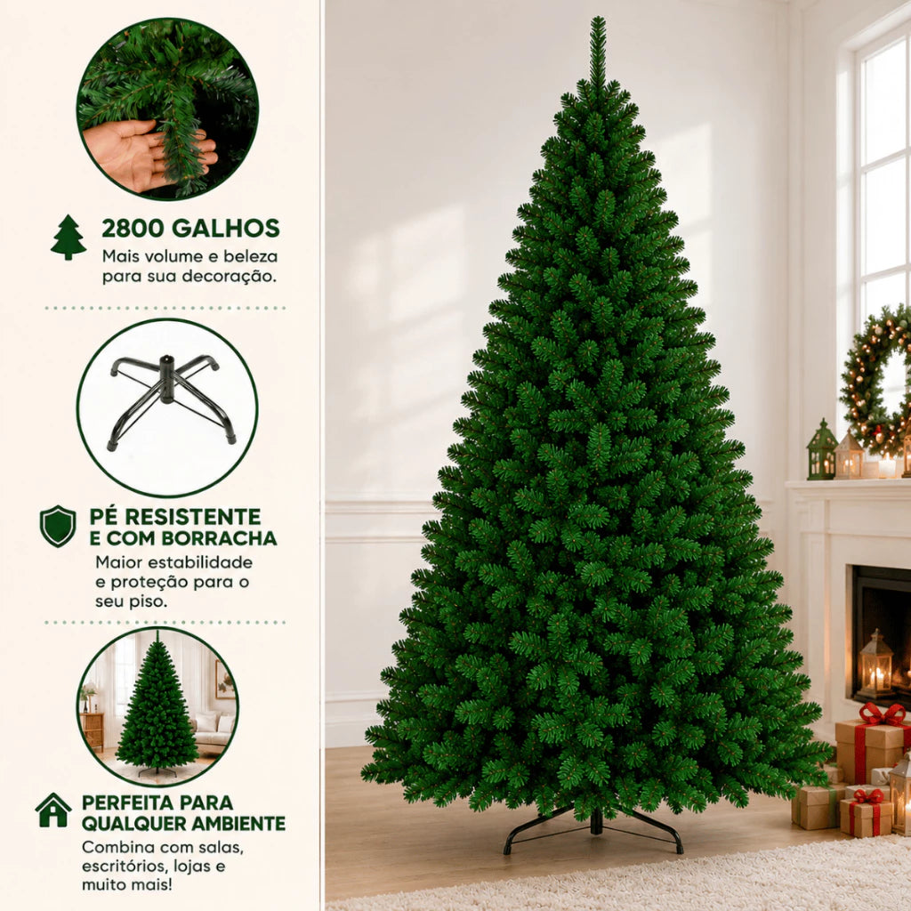 Árvore de Natal 3,20 m 2.800 Galhos Pé de Metal com Borracha Balsam