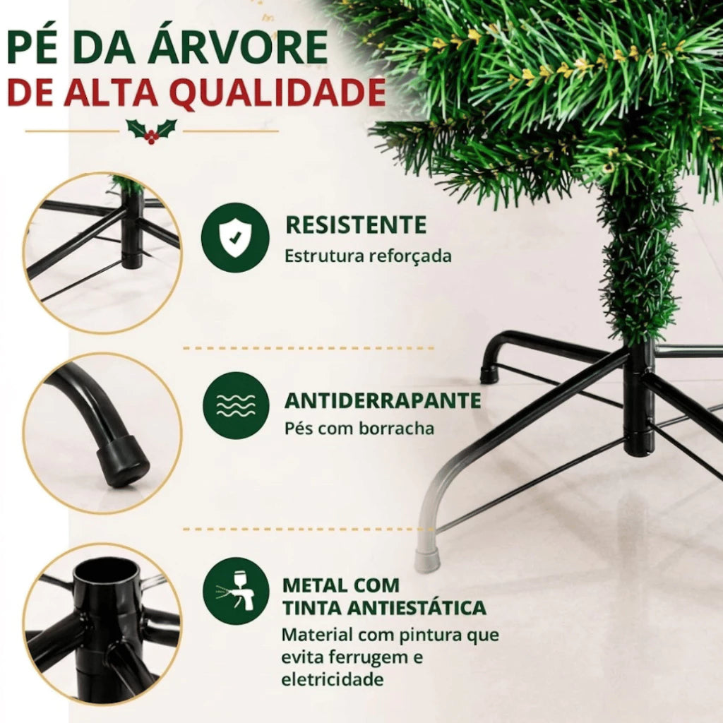 Árvore de Natal 3,20 m 2.800 Galhos Pé de Metal com Borracha Balsam