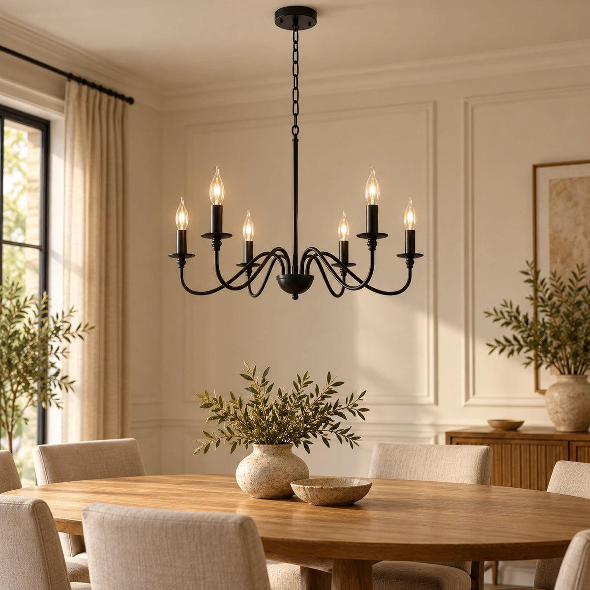 Lustre Candelabro 6 Velas Ferro Preto ou Dourado Vila