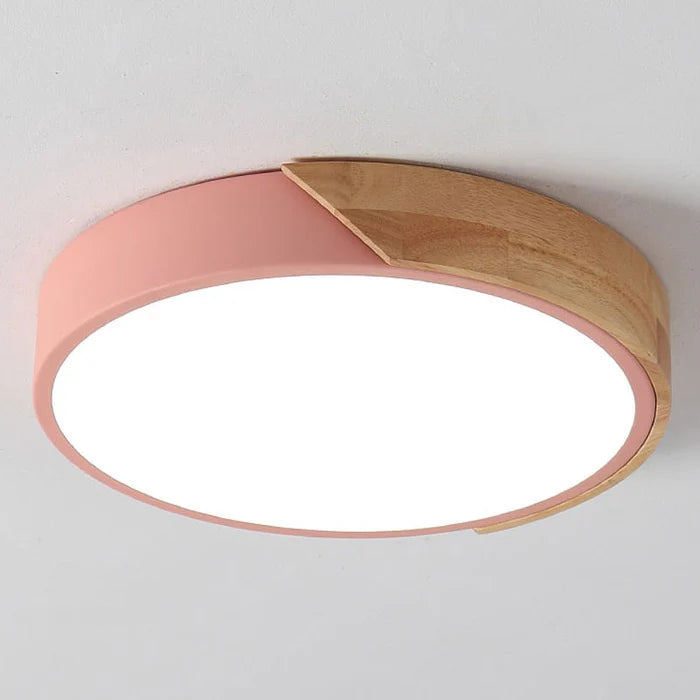 Luminária de Teto Plafon Redondo LED com Controle Remoto - Estilo Nórdico