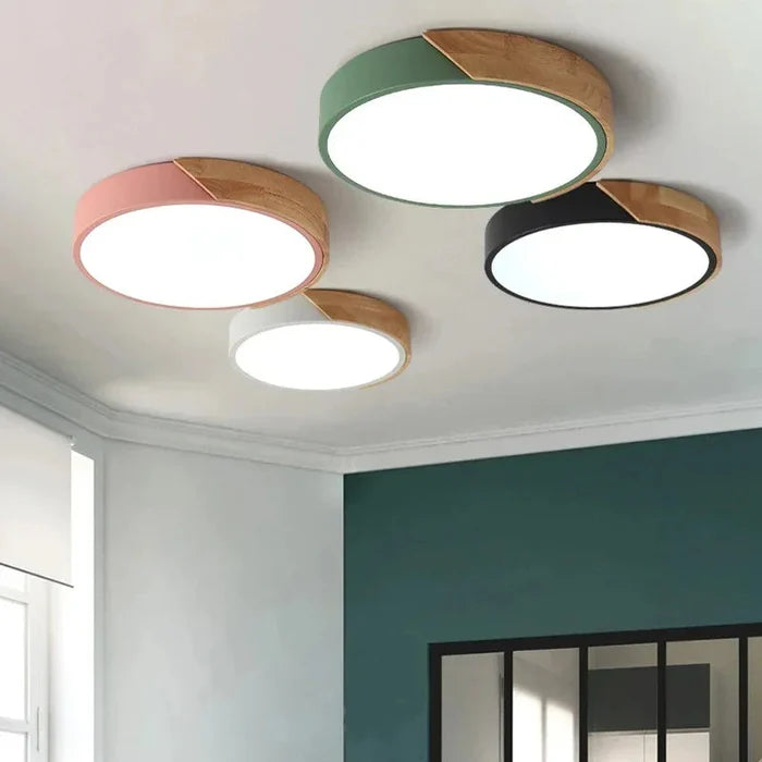 Luminária de Teto Plafon Redondo LED com Controle Remoto - Estilo Nórdico