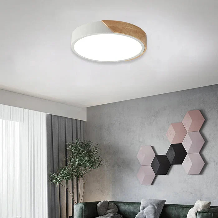 Luminária de Teto Plafon Redondo LED com Controle Remoto - Estilo Nórdico