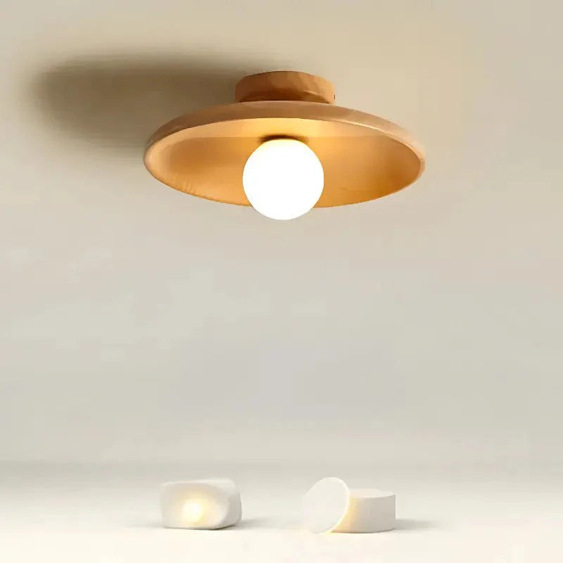 Luminária de Teto Sobrepor em Madeira Estilo Natural e Iluminação Aconchegante