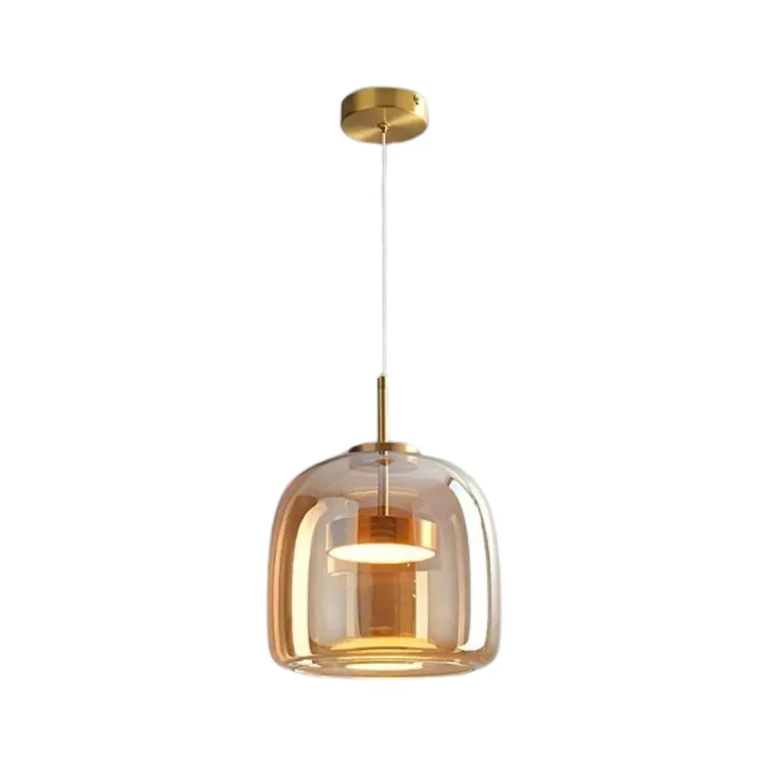 Luminária Pendente Vidro Âmbar ou Fumê LED Dimerizável Aurum