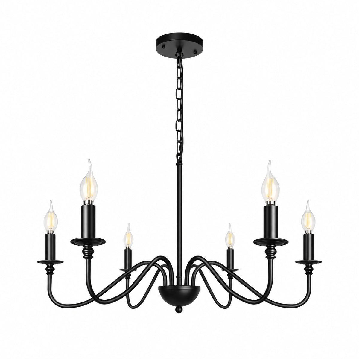 Lustre Candelabro 6 Velas Ferro Preto ou Dourado Vila