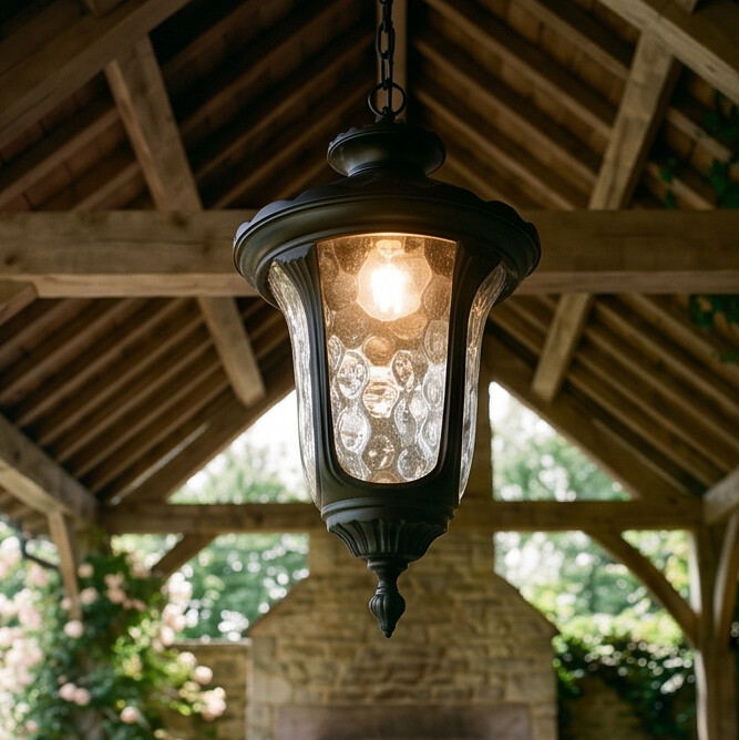 Luminária Pendente Colonial Vidro Martelado Évora