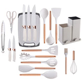 Kit Utensílios de Cozinha em Silicone Premium – 19 Peças com Suporte