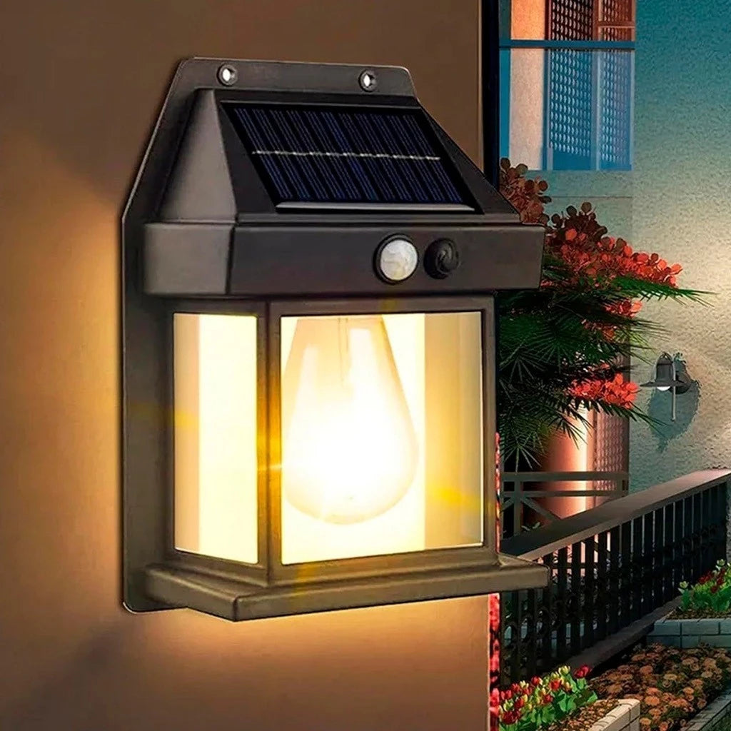 Luminária Arandela Solar com Sensor de Movimento Vintage