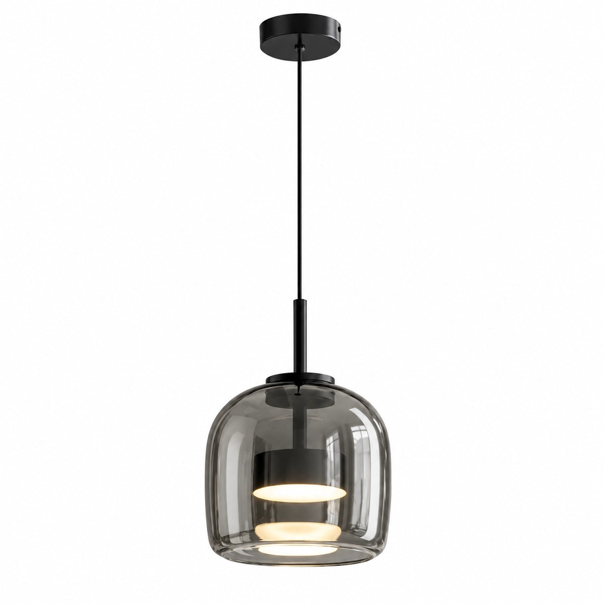 Luminária Pendente Vidro Âmbar ou Fumê LED Dimerizável Aurum